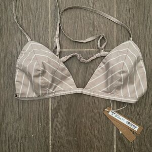 SKIMS Beige and White Striped Bralette